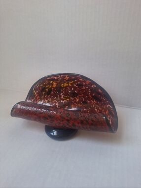 Dehanna Jones 2007 Blown Glass Art Business Card Holder Signed Dish 6.5x4.5"